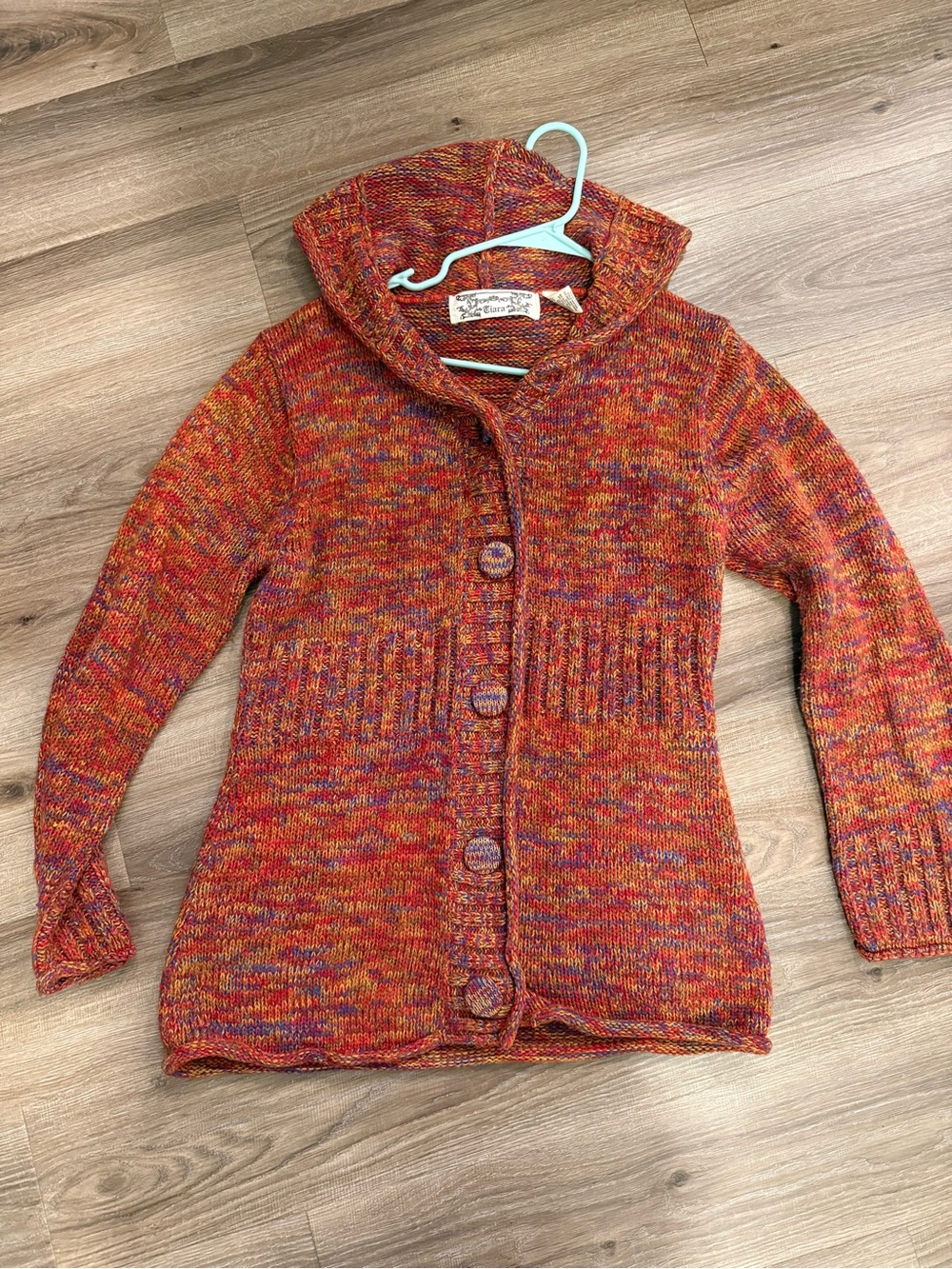 Vintage Hooded Knit Sweater Cardigan - Women